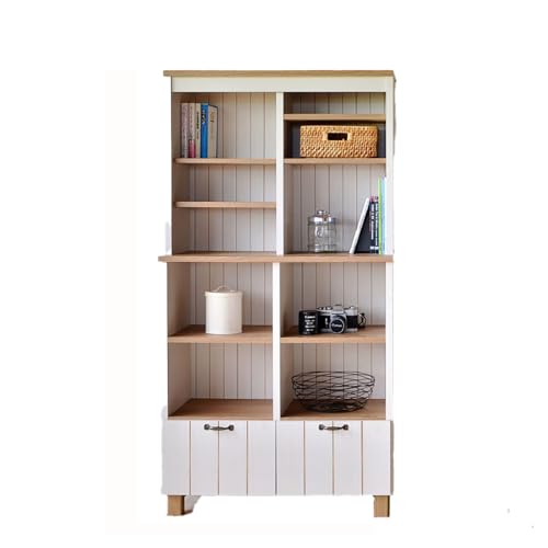 幅77cmフレンチカントリー風収納ラック CR-1580H ホワイト木目×ナチュラル木目(ツートーン) 日本製 ≪寄付者様組み立て品≫ [I-18807]