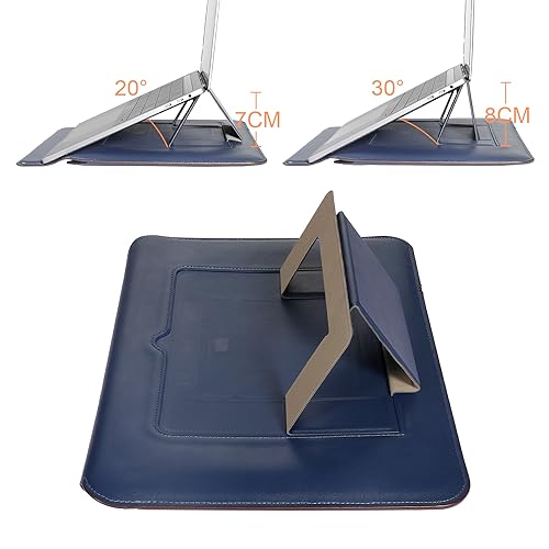 DOOHALO 13 Inch Laptop Sleeve for Macbook,Leather Protect Case,Water-resistant Case,Compact Design with Invisible Stand (Deep Blue) - Image 4