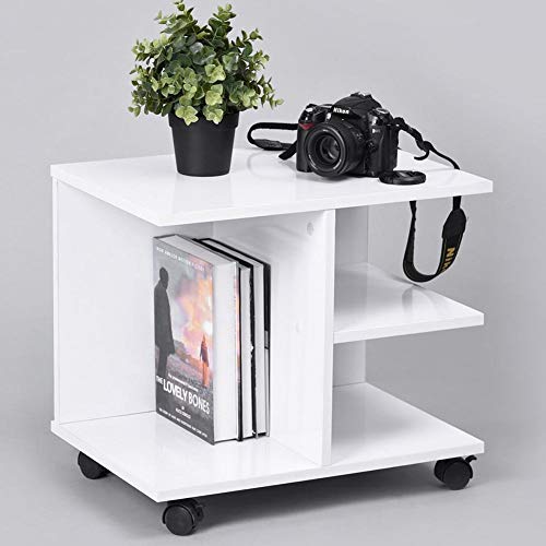 BAKAJI - Mesa de café multifunción para salón, Mesa de TV, revistas, mesita de Noche con Ruedas de melamina, Efecto Madera