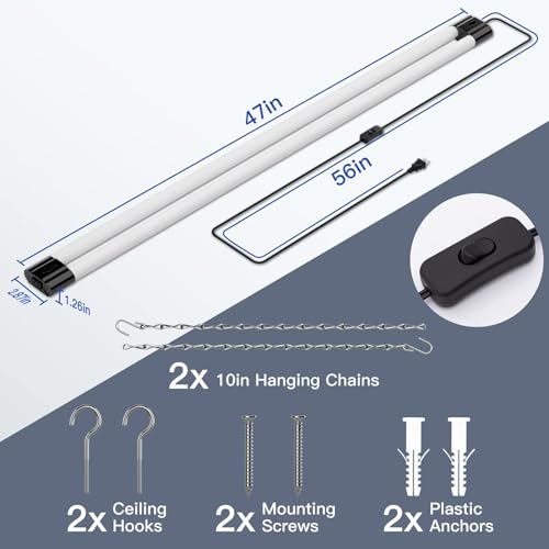 bbounder 10 pack linkable led utility shop light 4400 lm 6500k cool daylight 4 ft integrated fixture for garage 40w equivalent 250w surface  suspension mount black