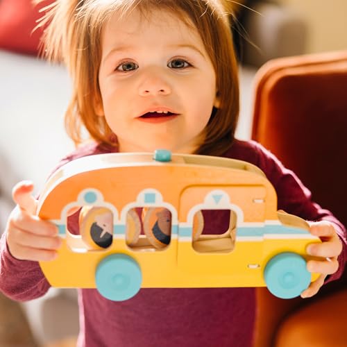 Image of Melissa & Doug GO Tots Wooden Roll & Ride Bus with 3 Disks School Bus Toys for Babies and Toddlers - FSC-Certified Materials (Pack of 6)