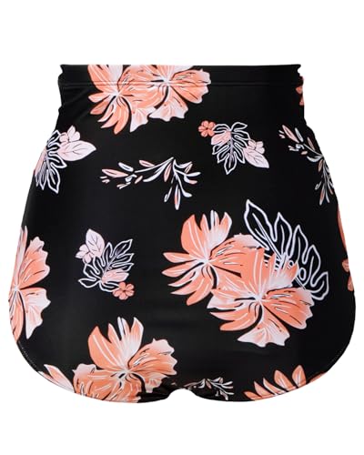 Image of Tempt Me Women's High Waisted Swimsuit Bottom Tummy Control Ruched Bikini Bottom Vintage Swim Bottom Tankini Briefs