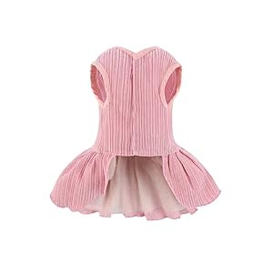 Dog Striped Dress,Pet Girl Bow Costume with Ring and Harness Leash,Dog Wedding Birthday Party Dress(Pink,Medium) Dog Striped DressPet Girl Bow Costume with Ring and Harness LeashDog Wedding Birthday Party DressPinkMedium