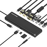 WAVLINK Triple Display USB C Docking Station with DP1.2 & HDMI1.4 &VGA, 85W PD Charging, USB 3.0 & 2.0 Ports, SD TF Card Reader, Gigabit Ethernet, Audio for Dell XPS 13/15,Lenovo Yoga,MacBook Pro, etc