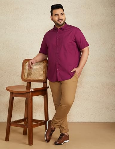 Image of Amazon Brand - Symbol Men's Cotton Shirt | Casual | Plain | Half Sleeve | Summer - Regular Fit (Available in Plus Sizes)