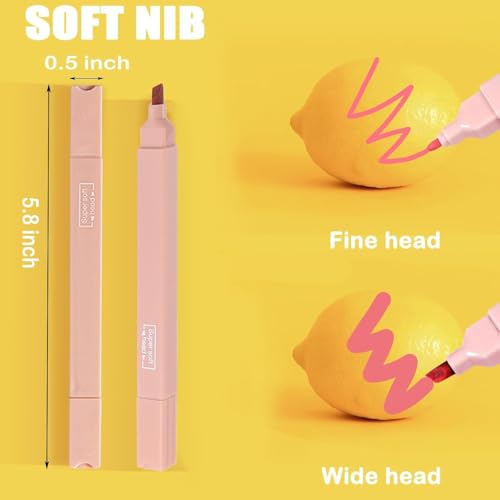 Image of Aesthetic Cute Highlighters Bible and Pens No Bleed Mild Soft Chisel Pastel Marker Pens for Journal Note Taking School Stationary (Dual Tip 12 Pcs..
