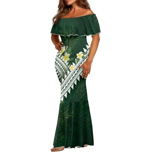 Image of Polynesian for Women S-7XL Off Shoulder Maxi Dress Hawaiian Summer Dresses