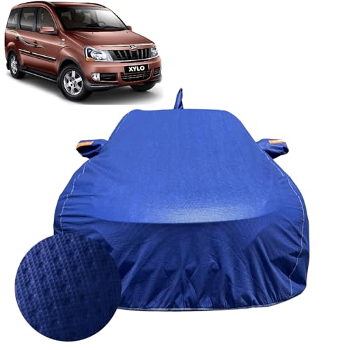 Image of Car Cover for Mahindra Xylo (2009-2019) | 100% Waterproof Cover with Reflective Mirror Pockets | Dustproof, Scratchproof, Heatproof Xylo Car Cover |Soft Cotton Lining| Blue