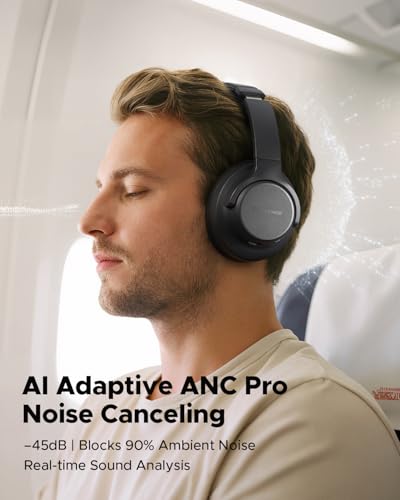 Truefree HF10 Hybrid Active Noise Cancelling Headphones, Wireless Over Ear Bluetooth 6.0 ANC Headset, 125 Hours Playtime, Spatial Audio, Deep Bass, App Custom EQ, Dual Connection, Comfort Fit Ear Cups - Image 3