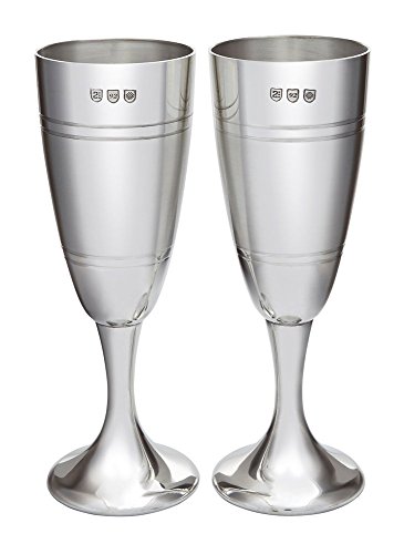 Pair of Part satin Pewter Celebration flutes