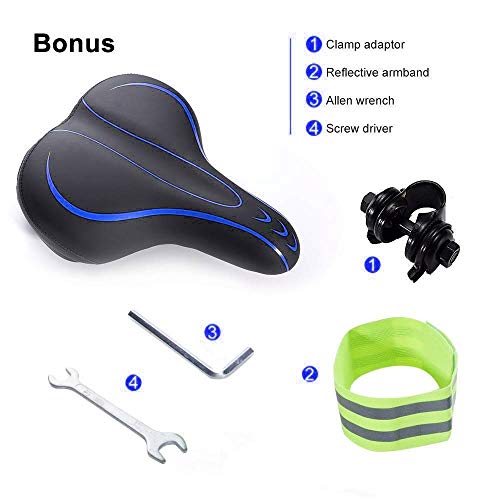 BLUEWIND Bike Seat, Most Comfortable Bicycle Seat Memory Foam Waterproof Bicycle Saddle - Dual Shock Absorbing - Best Stock Bicycle Seat Replacement for Mountain Bikes, Road Bikes (Blue)