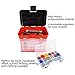 Storage Tool Box - Portable Multipurpose Organizer With Main Top Compartment and 4 Removable Multi-Compartment Trays by Stalwart,Red,11 in x 7 in x 10 in