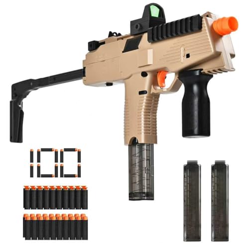 Realistic Toy Gun for Nerf Gun's Soft Bullets, Automatic MP9 Toy Set with 100 Soft Darts, 2 Magazines, Scope, High Capacity Battery, Electric Toy Machine Gun for Kids Age 6-12
