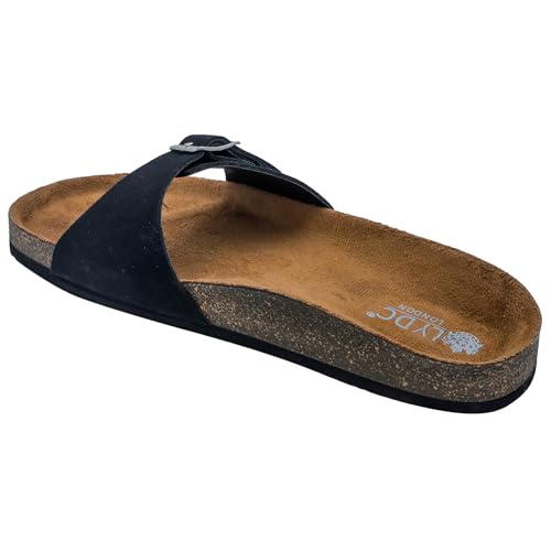 Image of LYDC LONDON Women's Sandals. Lightweight stylish and comfortable flat sandals for office wear and gatherings. Orthopaedic and flat foot friendly. Doctor trusted timeless fashion sandals for women with modern appeal