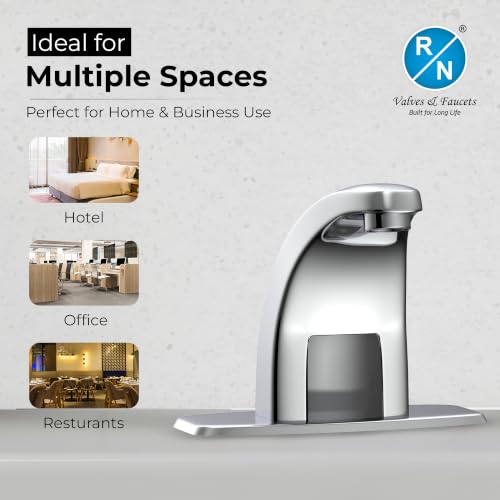 Image of RN Automatic Touchless Sensor Faucet for Wash Basin, Motion Sensor Bathroom Sink Tap, Hands-Free Smart Faucet with Chrome Finish, Water Saving Kitchen & Bath Fixture (Swan Neck.1)