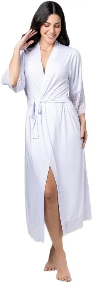 Robe Noiva Feminino Luxo em Renda | Roupão Elegante Premium para Casam