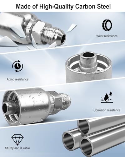 Image of 12Pcs 3 /8 inchHose x 3 /8 inch JIC Hydraulic Hose Fittings Fit for Dayco Weatherhead U-Series Adjustable Crimpers, 37 Male Hydraulic Hose End Crimp