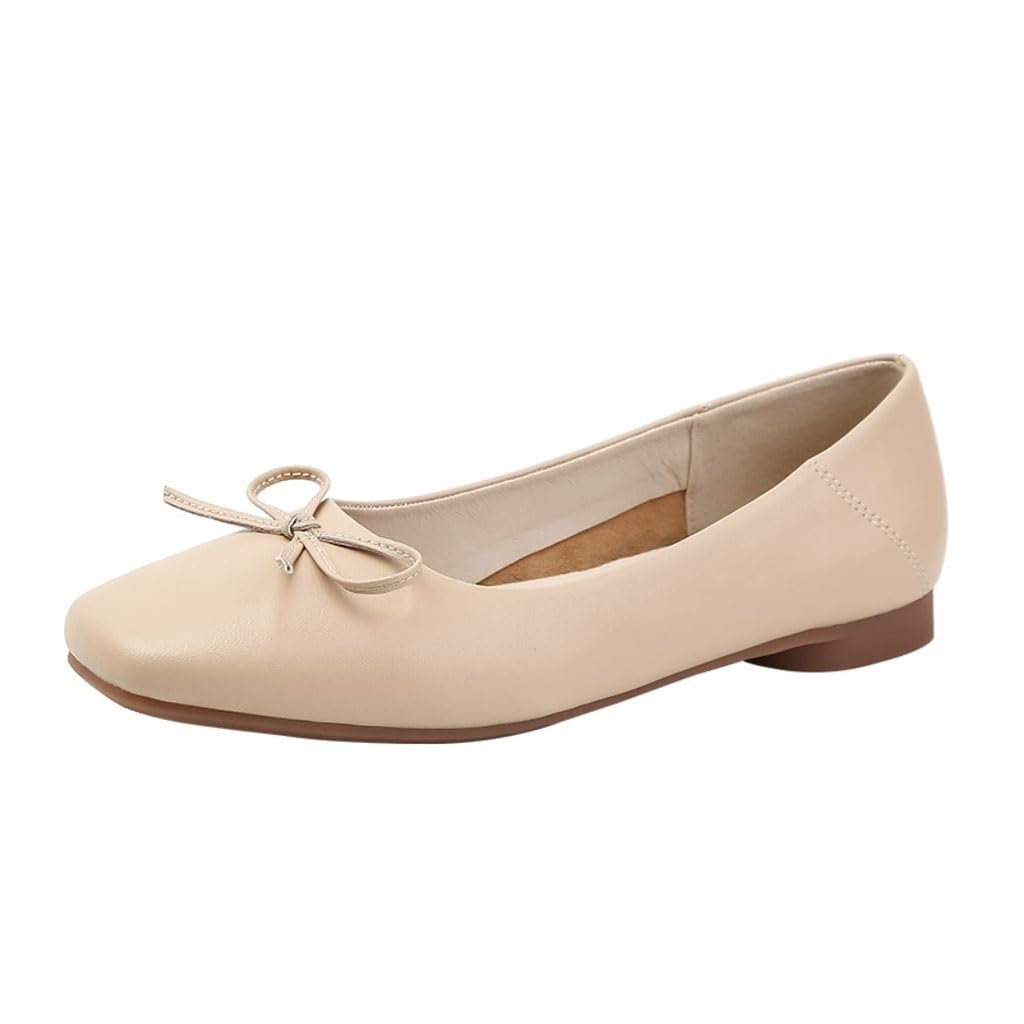 Ballerine da Donna comode, Scarpe Ballerine Piatte in Look Pelle con Fiocco, Classiche Scarpe Slip-on da Donna per Matrimonio Estivo, Facilmente abbinabili