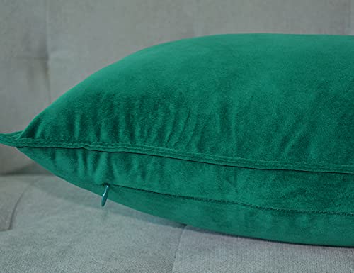 Lutanky Velvet Cushion Covers 30 x 50 cm Turquoise Decorative Rectangle Throw Pillow Cover (Pack of 2) Soft Oblong Piped Pillowcases for Sofa Bedroom with Invisible Zipper 12x20 Inch - Image 4