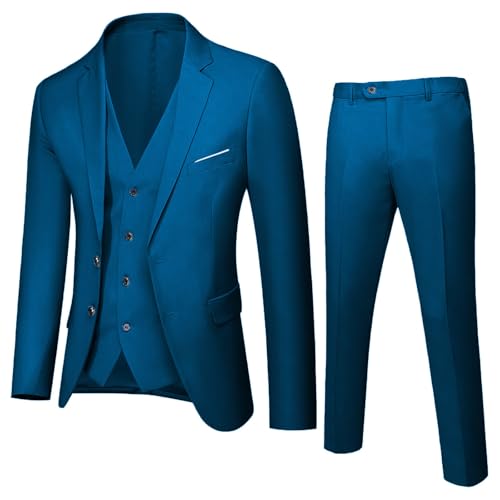 Conjunto de ropa para niños de 92 niños pequeños bebé niño primavera otoño sólido manga larga pantalones abrigo chaleco trajes 3 piezas traje ropa pelele con pie, azul, 13-14 años