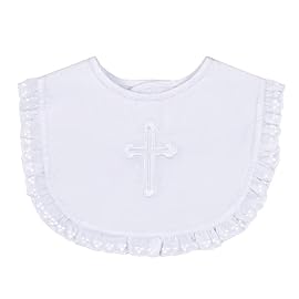 ESTAMICO Baby Girls Embroidered Cross Baptism Bib Infant Christening Outfits Gift