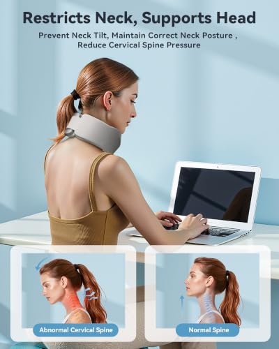 Image of Neck Brace for Sleeping, for Relief Neck Pain and Provide Support Soft Cervical Collar, Neck Support Keep Vertebrae Stable & Aligned Relief of Cervical Spine Pressure (Light Gray Small Size)