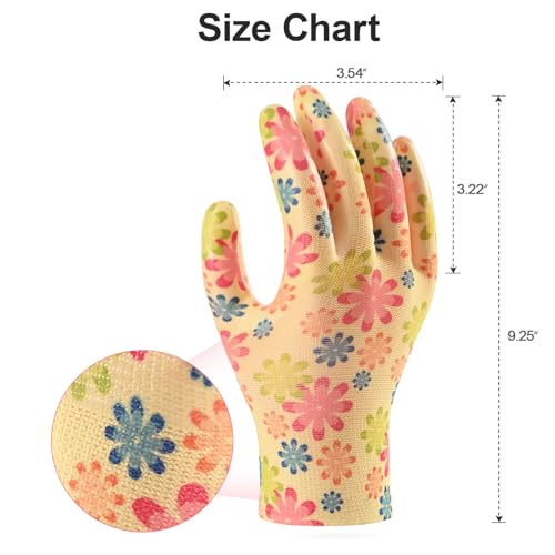 Freeote GARDEN GOLVES MEDIUM SIZE Garden Gloves For Women, 3 Pairs Gardening Gloves With Breathable Nitrile Coated thumb #2