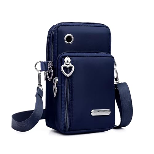 Bolsa transversal pequena para mulheres - Mini bolsas de telefone com alça transversal e carteira - bolsa de braço de nylon, Azul, 6.6 x 3.9 x 2.75 inches