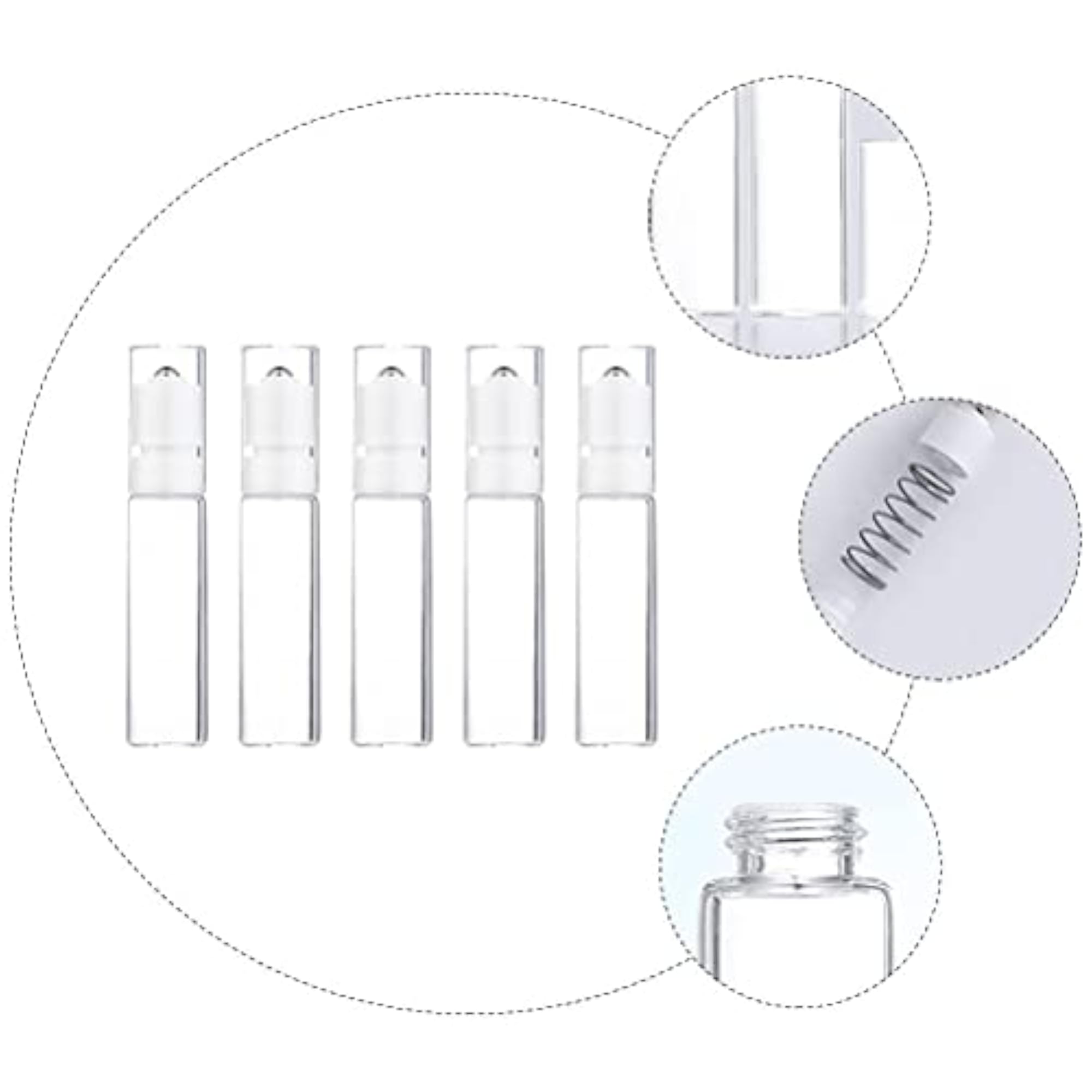 5pcs 15ml Essential Oil Aromatherapy Glass Roller Bottles