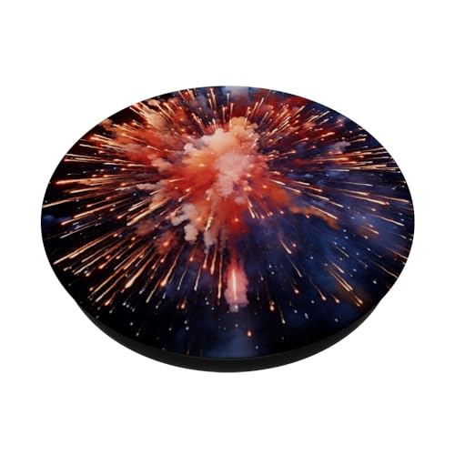 Fireworks Display Firecrackers Pyrotechnic PopSockets Swappable PopGrip, Black - Image 2