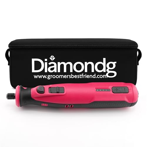 Diamondg Cordless Dog Nail Grinder with Quiet Sound & LED Tip for Large & Small Dogs, 4hrs. Runtime - Electric Dog Nail Trimmer, Heavy Duty Rotary Tool Alternative to Toenail Clippers & Filers