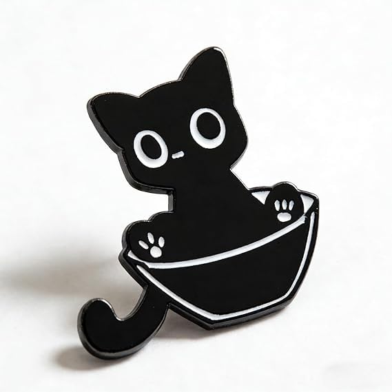 7 piezas de pins, simpáticos pins esmaltados con motivos de animales de dibujos animados, gatos negros y broches de aleación de zinc para ropa, regalo para San Valentín. — view 3