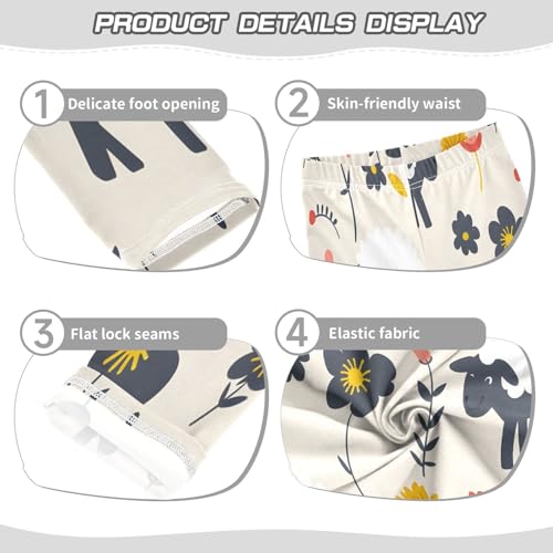 Bolaz Toddler Girls Leggings Printed Yoga Pants Leggings Sheep and Flower for Kids3
