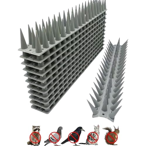 Image of Pigeon Spikes - (Grey, Pack of 10) Deter Pigeons, Cats, Monkeys, Crows, Kabootars - Protect AC, Balcony, Windows - Easy Install, Weatherproof - Home Defense Solution (Grey, 10)