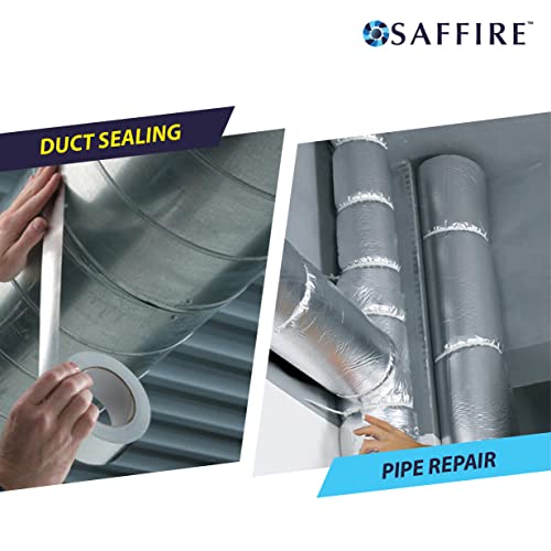 Image of Saffire Heavy Duty HVAC Professional Aluminum Foil Tape 3-inch x 150 feet - Hot and Cold Air Ducts, Insulation and More (6 Pack)