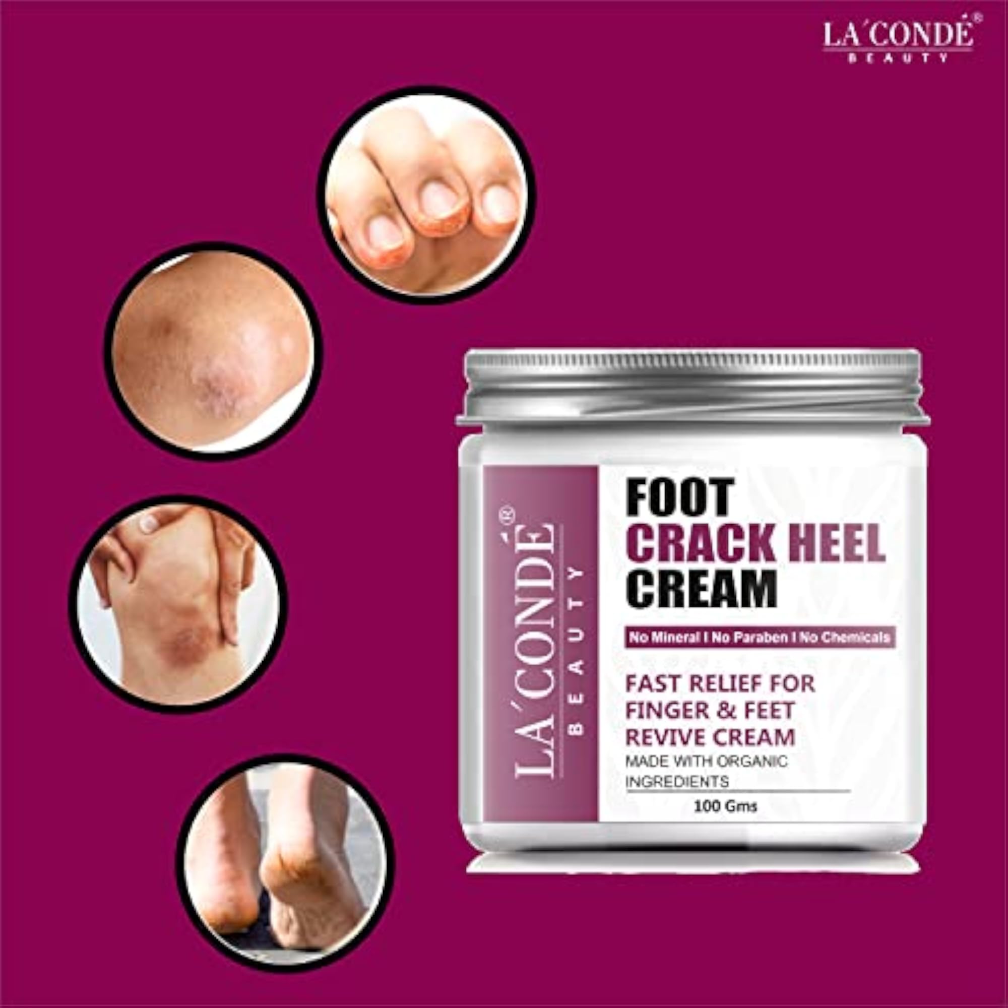 La'Conde Foot Cream for Dry & Cracked Feet, Moisturizing