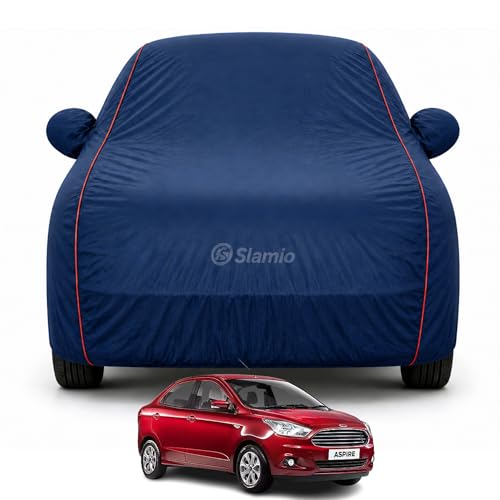 Image of Car Cover for Ford Aspire | 100% Waterproof Heavy-Duty 3-Layer Car Body Cover | All-Weather Rain, UV, Sun & Dust Protection | Custom Fit | Mirror & Antenna Pockets | Navy Blue