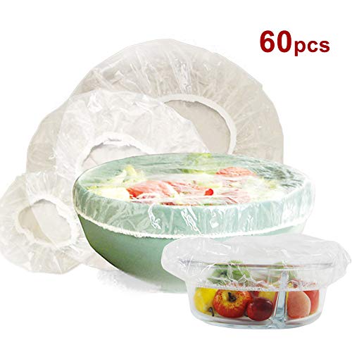 HarrierWing Reusable Bowl Covers with Elastic - Stretch to FitÂ Plastic Food Cover for Leftovers (4 Size, 60 PCS)