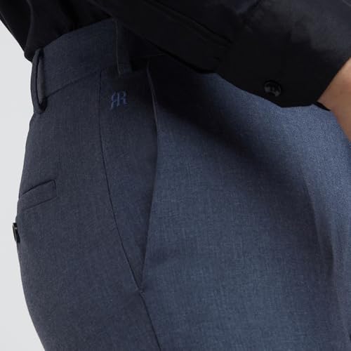 Image of Raymond Men's Slim Fit Mid Rise Solid Pattern Polyester Viscose Blend Flat Front Trouser