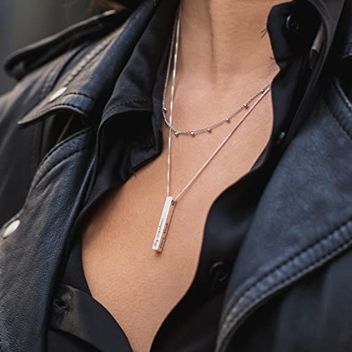 MeMoShe Custom Name Necklace Personalized 3D Engraved Bar 18K Gold Plated Customized Name Jewelry with Adjustable Chain Charm Birthday Gifts for Women Men4