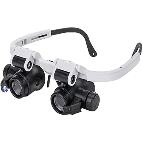 Head Magnifier Headband Magnifying Glasses with Light for Close Work Hands Free Headset Head-Mounted Magnifying Loupe Adjustable for Jewelry Sewing Reading Crafts Repair (8X 15X 23X) Cover