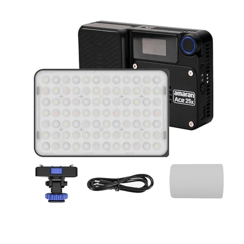 Amaran Ace 25x �J����LED �r�f�I���C�g,25W �o�C�J���[ 2700-6500K �|�P�b�g���C�g 4,500mAh �o�b�e���[�APD �}���[�d�ŏ[�d�\�ATikTok�A�N���G�C�^�[�A���O�B�e�p (�`���R�[��)