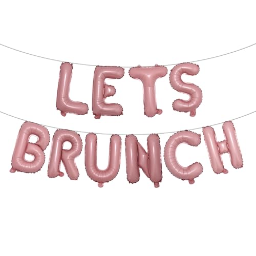 Image of Lets Brunch Decoration Brunch and Bubbly Bridal Shower Decoration Lets Brunch Sign Banner Floral Bridal Shower Decoration (LETS BRUNCH Pink)