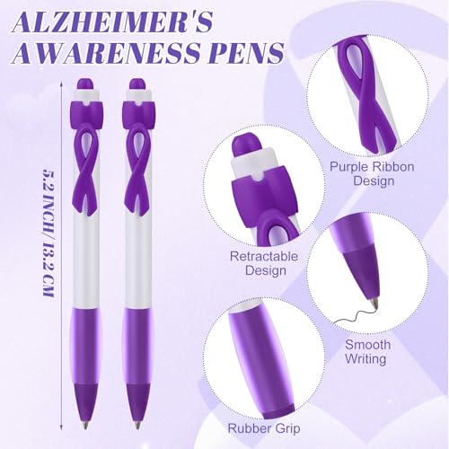 Blocs-notes rétractables et stylos ruban violet pour l'association | Lot de 24