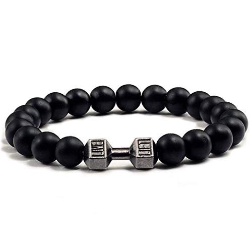 ZXDDD Schwarz Matt Stein Hantel Armband StylishJewelry Perlen Armband...