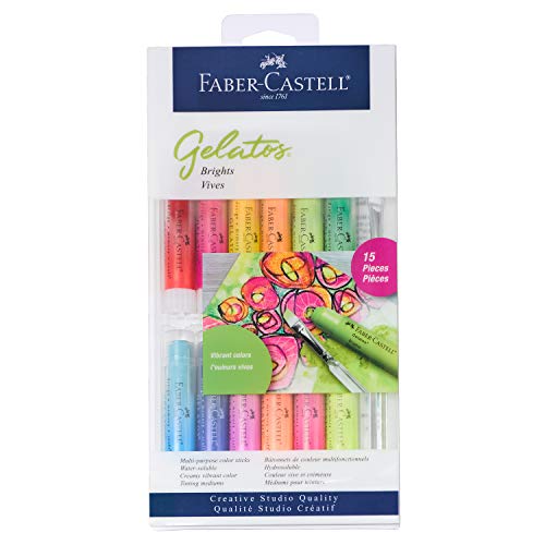 Faber-Castell Gelatos Brights: 12 Watercolor Gel Crayons and Watercolor Supplies, Versatile Art Pigment Crayons for Adults, Gel Sticks for Mixed Media, Journaling Supplies for Artists & Hobbyists