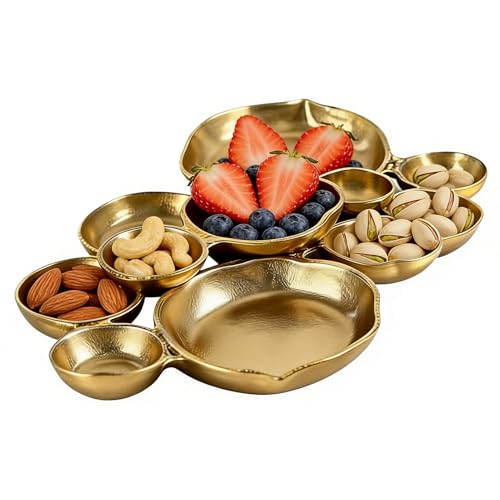 Generisch Juego de cuencos para servir, varios niveles, modernos platos de metal, plato y cuencos para fiestas, para frutas, aperitivos, postres, aperitivos, fiestas, vacaciones