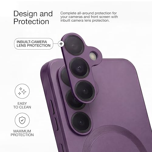 Image of amazon basics Premium Mag-Safe Case for Samsung Galaxy A17 5G | Shockproof & Anti-Scratch Cover | Soft Silicone with Wireless Charging | Camera Lens Guard - Purple