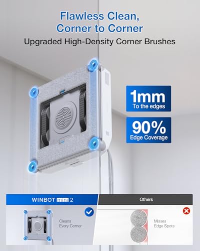 Image of ECOVACS WINBOT Mini 2 Robot Vacuum Cleaner, Angle Brushes & Ultrasonic Spray, Ultra-Thin for Narrow Windows, Smart Navigation, 6 App Modes, 10 Levels Protection