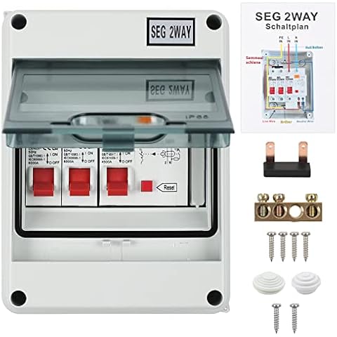 HOIIME 2-Way Circuit Fuse Box with 63 Amps Cover